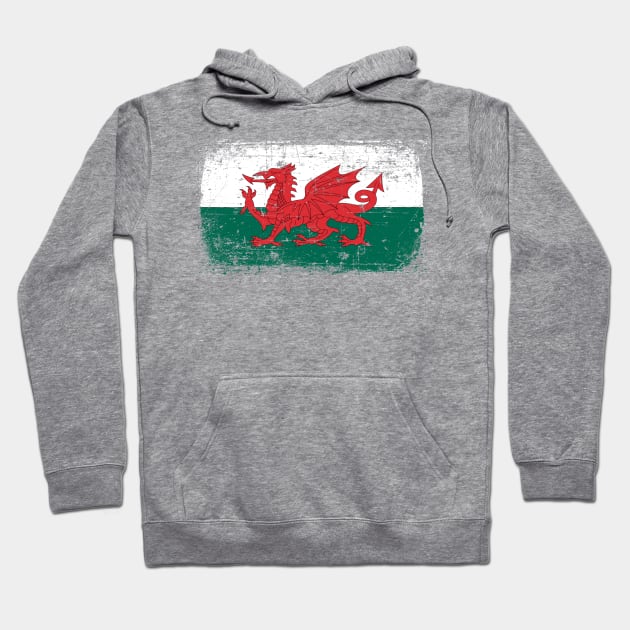 Welsh Flag | Wales, UK, Dragon | Distressed Flag Hoodie by stuartjsharples